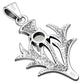 Large Scottish Thistle Silver Pendant w/ Rainbow Moonstone