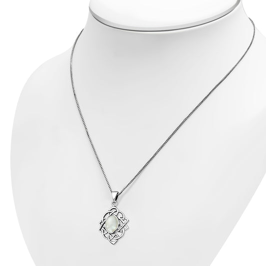 Mother of Pearl Celtic Knot Silver Pendant