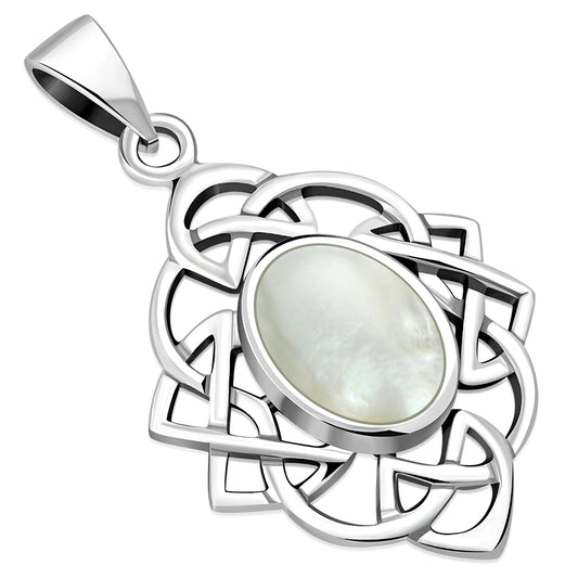 Mother of Pearl Celtic Knot Silver Pendant