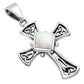 Mother Of Pearl Shell Celtic Irish Trinity Knot Cross Silver Pendant