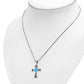 Synthetic Azure Blue Opal Celtic Irish Trinity Knot Cross Silver Pendant