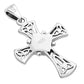 Synthetic Azure Blue Opal Celtic Irish Trinity Knot Cross Silver Pendant