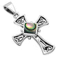 Abalone Shell Celtic Irish Trinity Knot Cross Silver Pendant