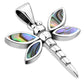 Abalone Shell Dragonfly Silver Pendant