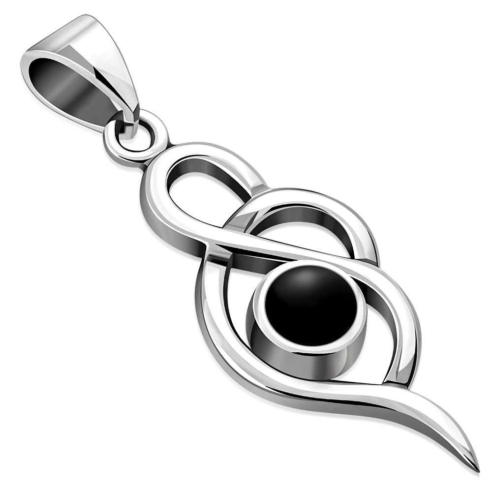 Black Onyx Small Silver Pendant