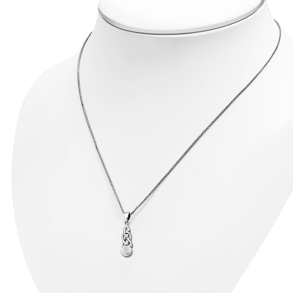 Mother of Pearl Celtic Knot Silver Pendant