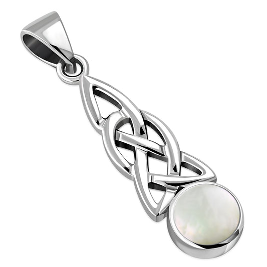 Mother of Pearl Celtic Knot Silver Pendant