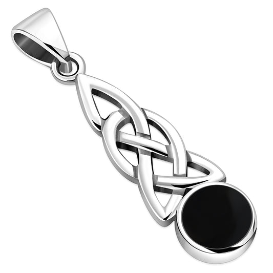 Black Onyx Celtic Knot Silver Pendant