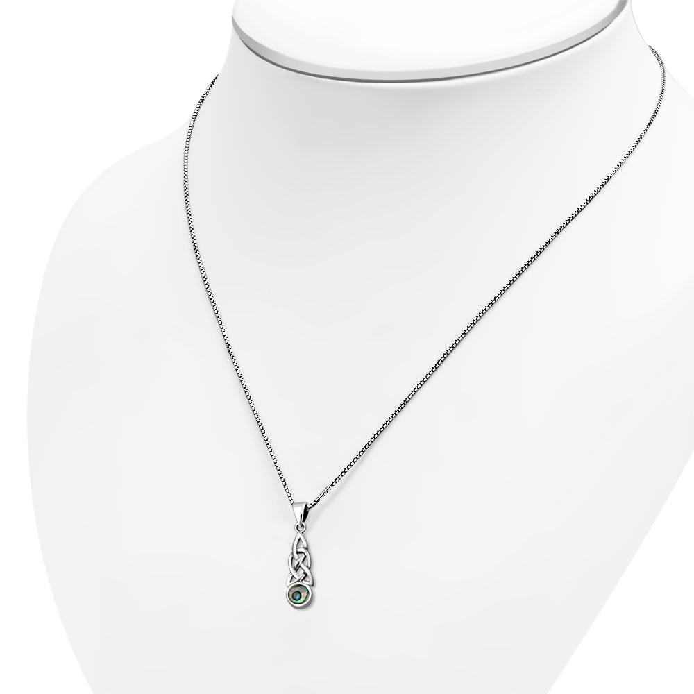 Abalone Shell Celtic Knot Silver Pendant