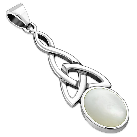 Mother of Pearl Celtic Trinity Silver Pendant