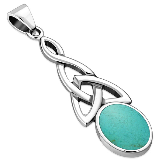 Turquoise Celtic Trinity Silver Pendant