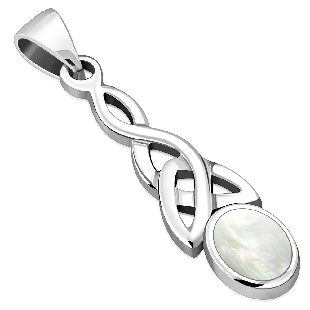 Mother of Pearl Celtic Trinity Silver Pendant