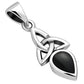 Tiny Black Onyx Celtic Trinity Knot Silver Pendant