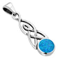 Synthetic Blue Opal Celtic Trinity Silver Pendant