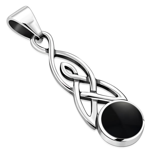 Black Onyx Celtic Trinity Silver Pendant