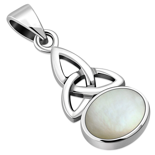 Mother of Pearl Celtic Trinity Sterling Silver Pendant