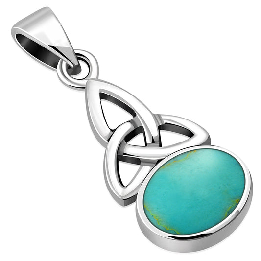 Turquoise Celtic Trinity Sterling Silver Pendant