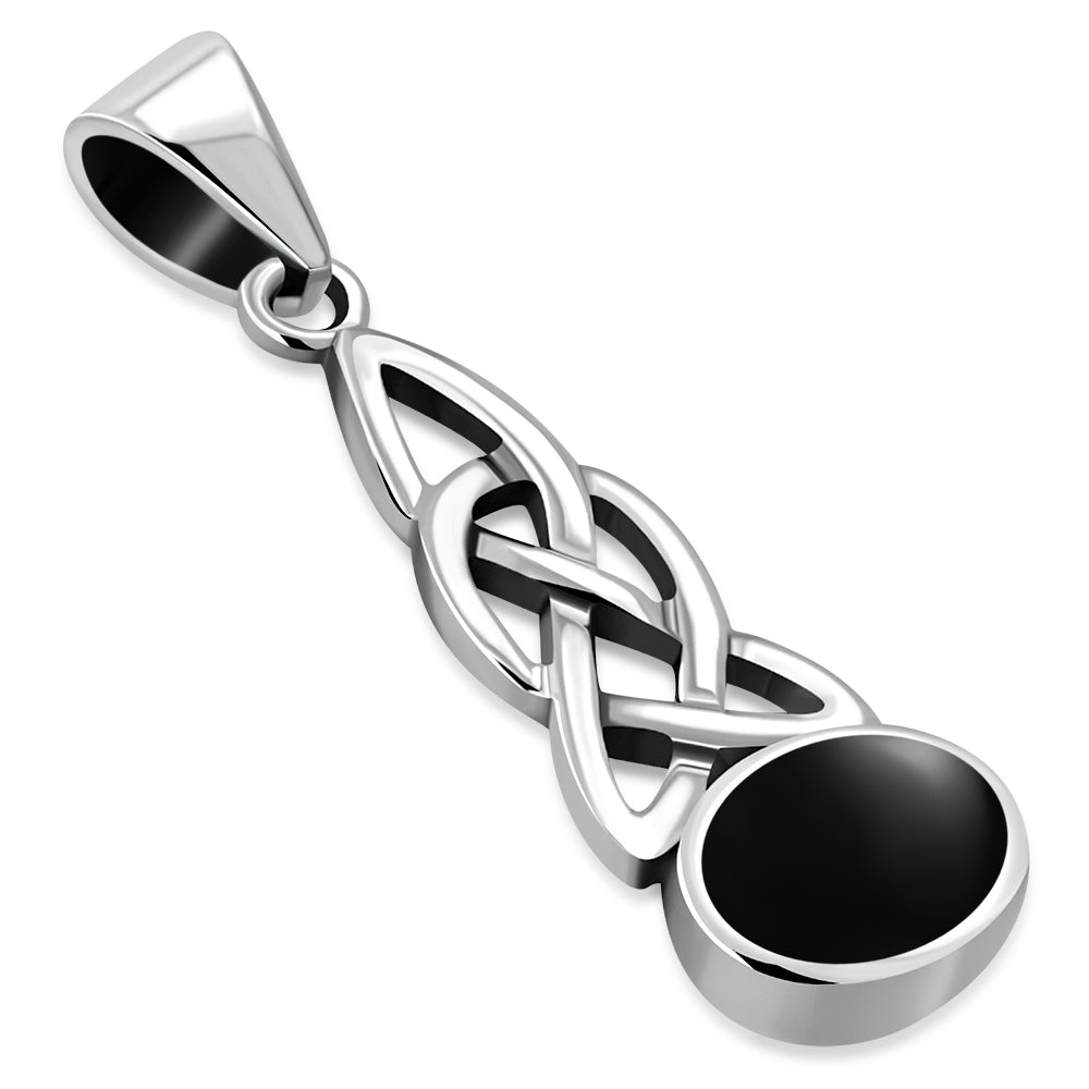 Black Onyx Celtic Knot Silver Pendant