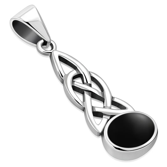 Black Onyx Celtic Knot Silver Pendant