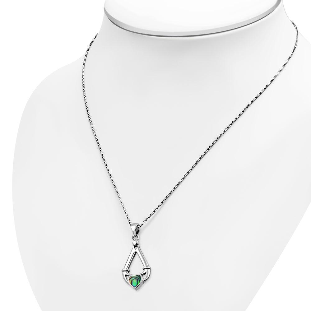 Abalone Shell Irish Claddagh Silver Pendant