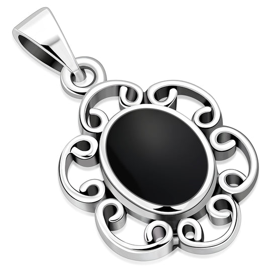 Black Onyx Sterling Silver Pendant