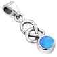 Synthetic Blue Opal Celtic Knot Silver Pendant