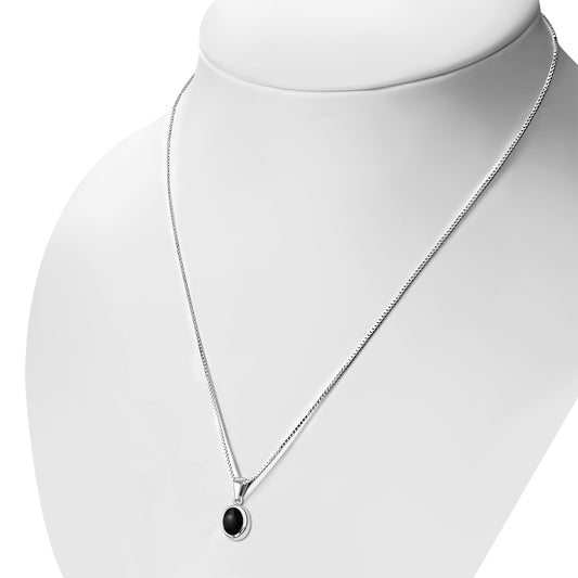 Black Onyx Oval Silver Pendant