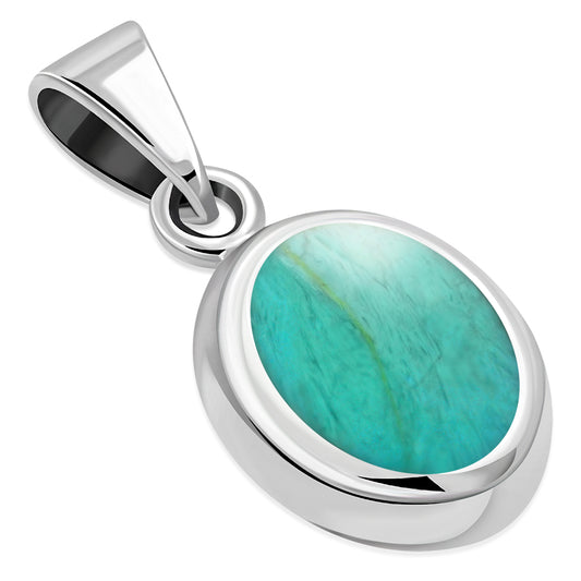Turquoise Shell Oval Silver Pendant