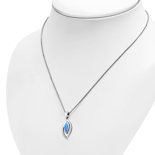 Synthetic Blue Opal Drop Silver Pendant