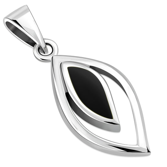 Black Onyx Drop Silver Pendant