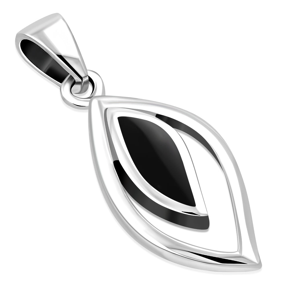 Black Onyx Drop Silver Pendant