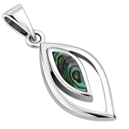 Abalone Shell Drop Silver Pendant