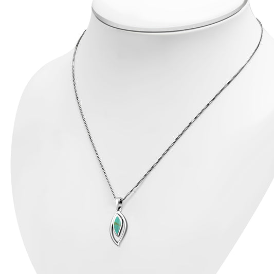 Turquoise Wavy Drop Silver Pendant