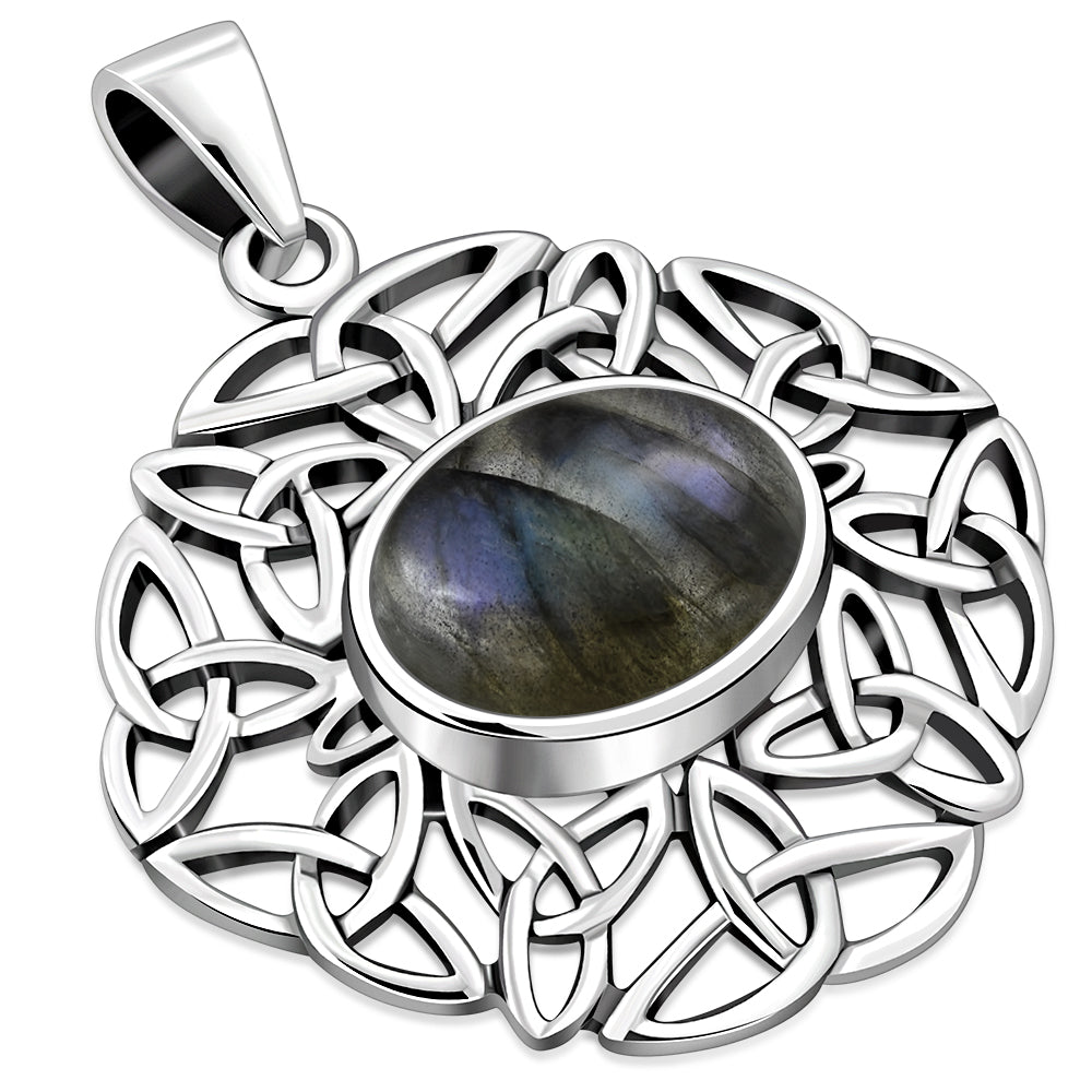 Labradorite Oval Celtic Knot Silver Pendant