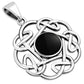 Black Onyx Round Celtic Knot Silver Pendant