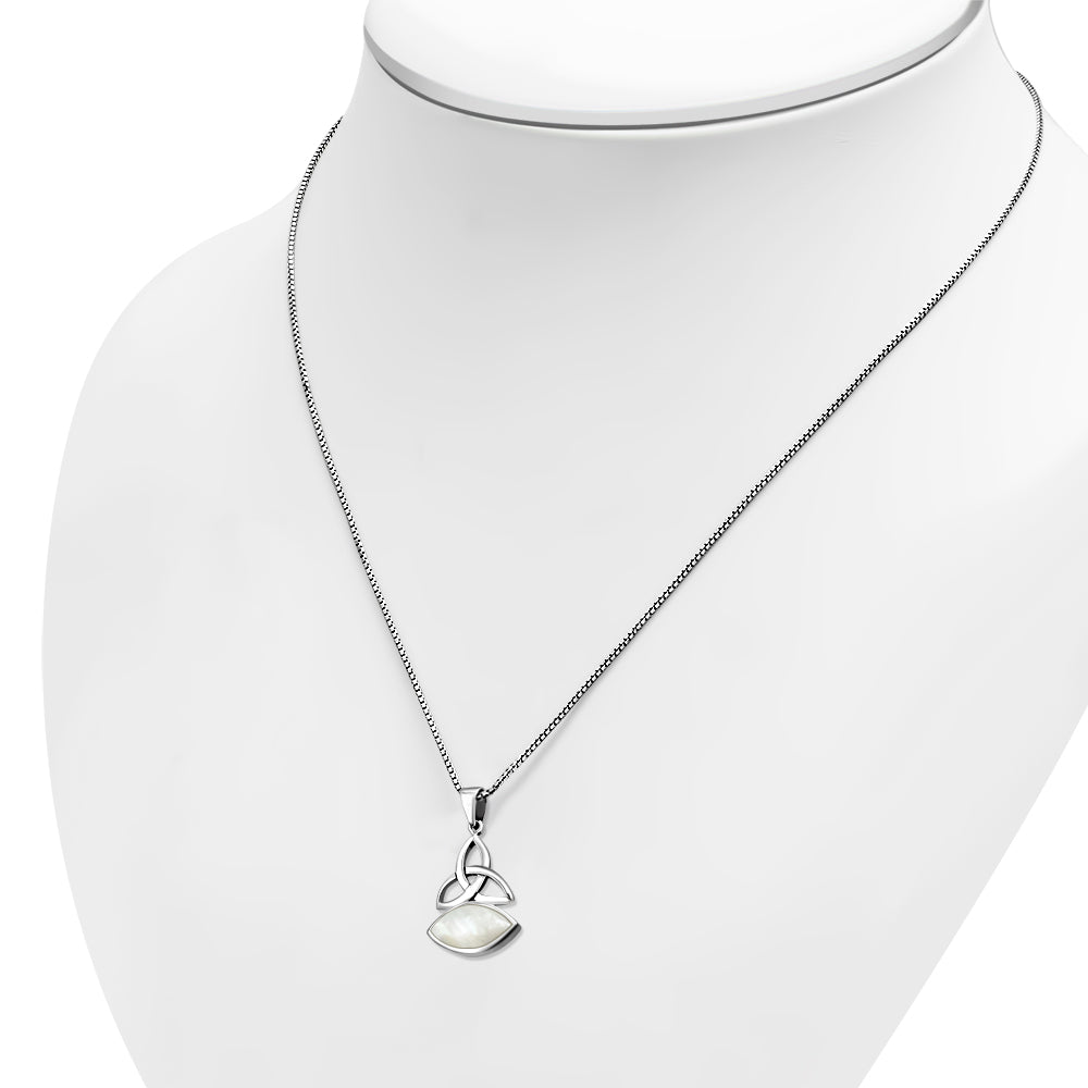 Mother of Pearl Trinity Knot Silver Pendant