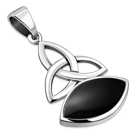 Black Onyx Trinity Knot Silver Pendant