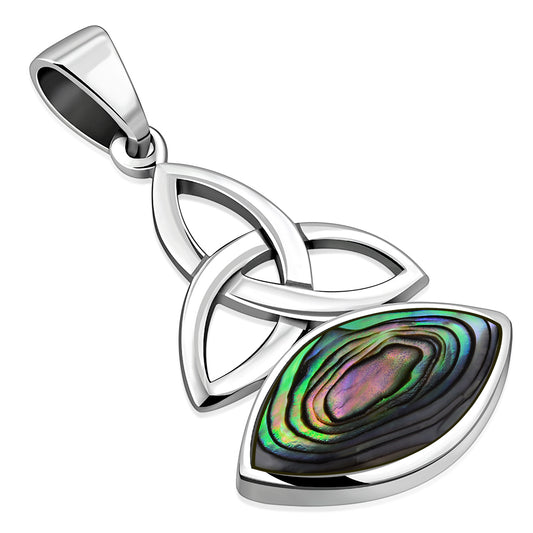 Abalone Shell Trinity Knot Sterling Silver Pendant