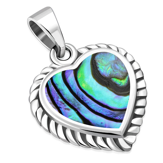 Abalone Heart Ethnic Silver Pendant