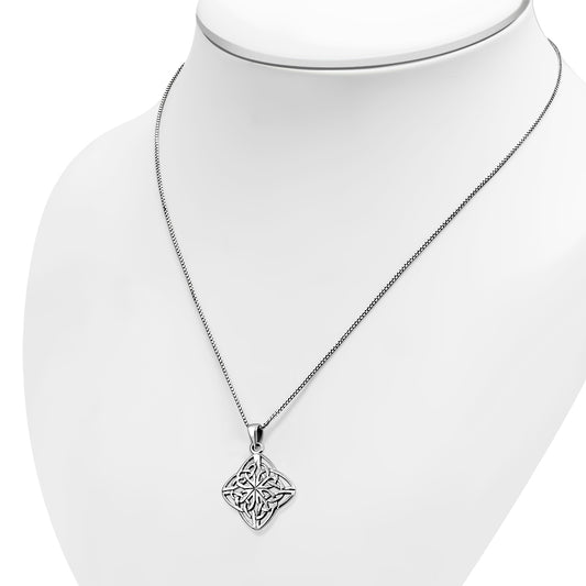 Rhombus Shaped Celtic Knot Silver Pendant