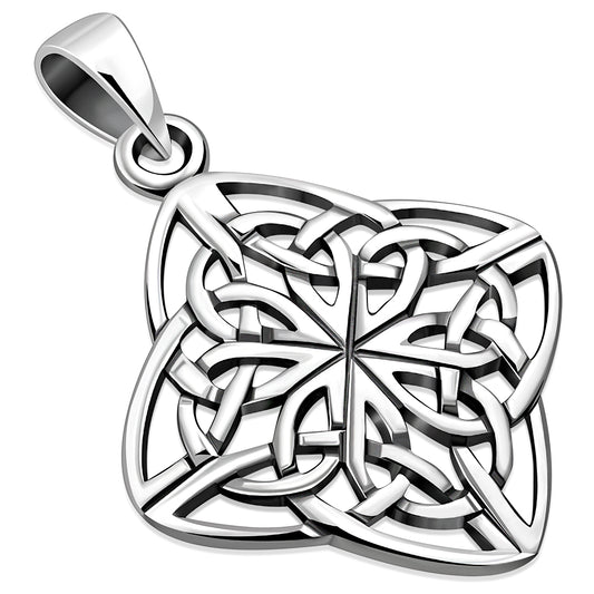 Rhombus Shaped Celtic Knot Silver Pendant