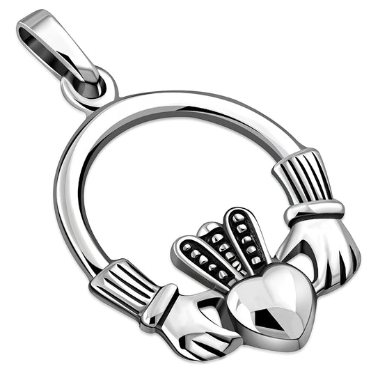 Small Irish Claddagh Silver Pendant