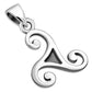 Small Triskele Triple Spiral Silver Pendant