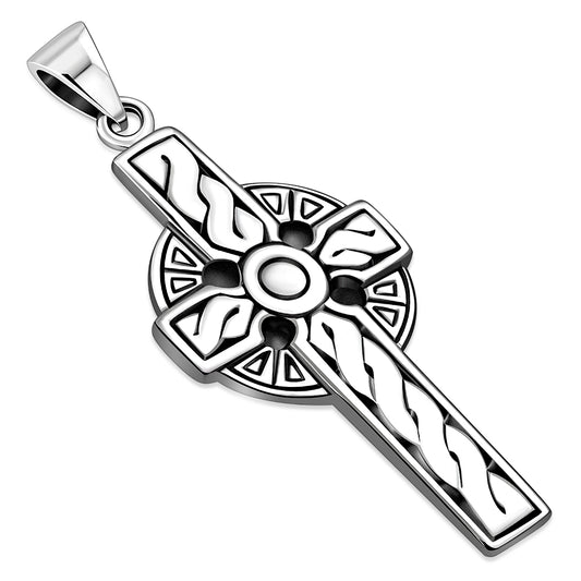 Large Celtic Cross Silver Pendant
