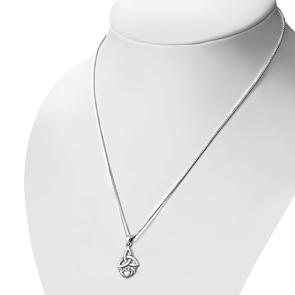 Celtic Trinity and Claddagh Silver Pendant