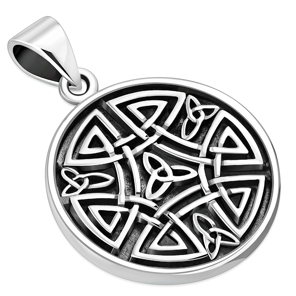 Round Celtic Solid Sterling Silver Pendant