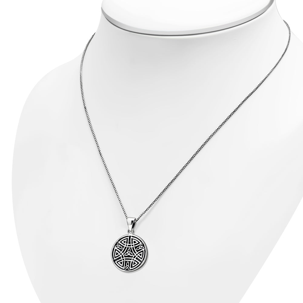 Round Celtic Solid Sterling Silver Pendant