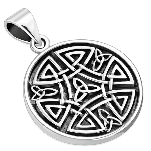 Round Celtic Solid Sterling Silver Pendant