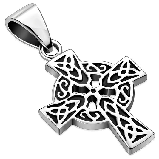 Small Celtic Trinity Cross Silver Pendant