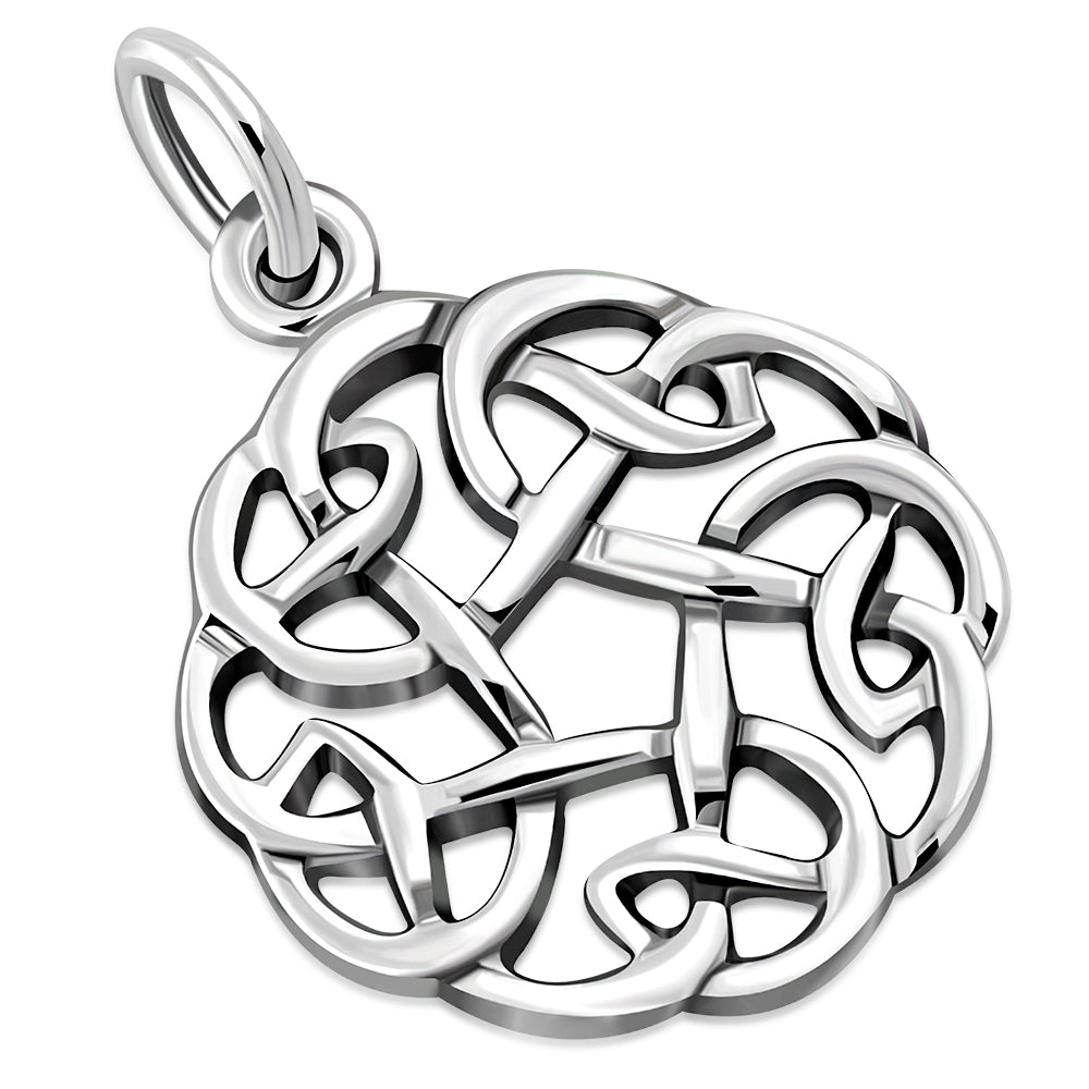 Tiny Round Celtic Silver Pendant